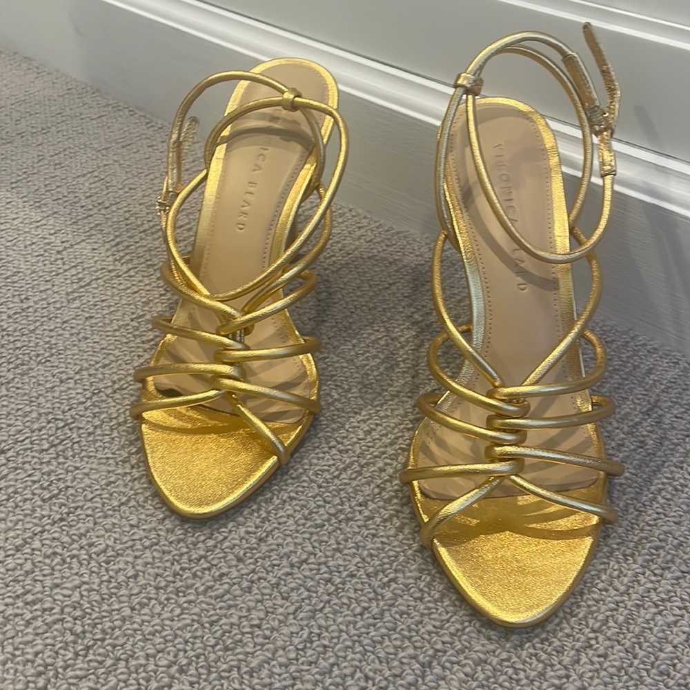 Veronica beard strappy sandal in gold